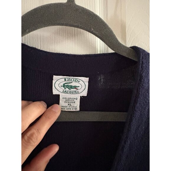 Vintage Navy Blue Lacoste Izod Cardigan 80’s - 90’s Navy Blue - Picture 3 of 3